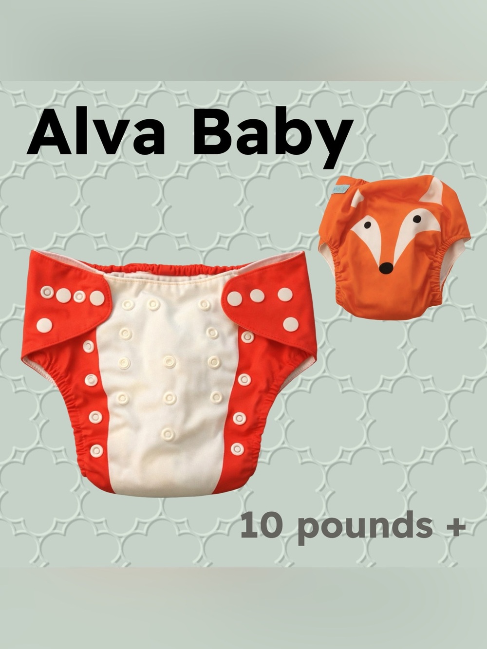 🇨🇳👍GUC ALVA BABY |10 lbs+| Unisex Orange Fox Print Pocket Reusable Cloth diaper